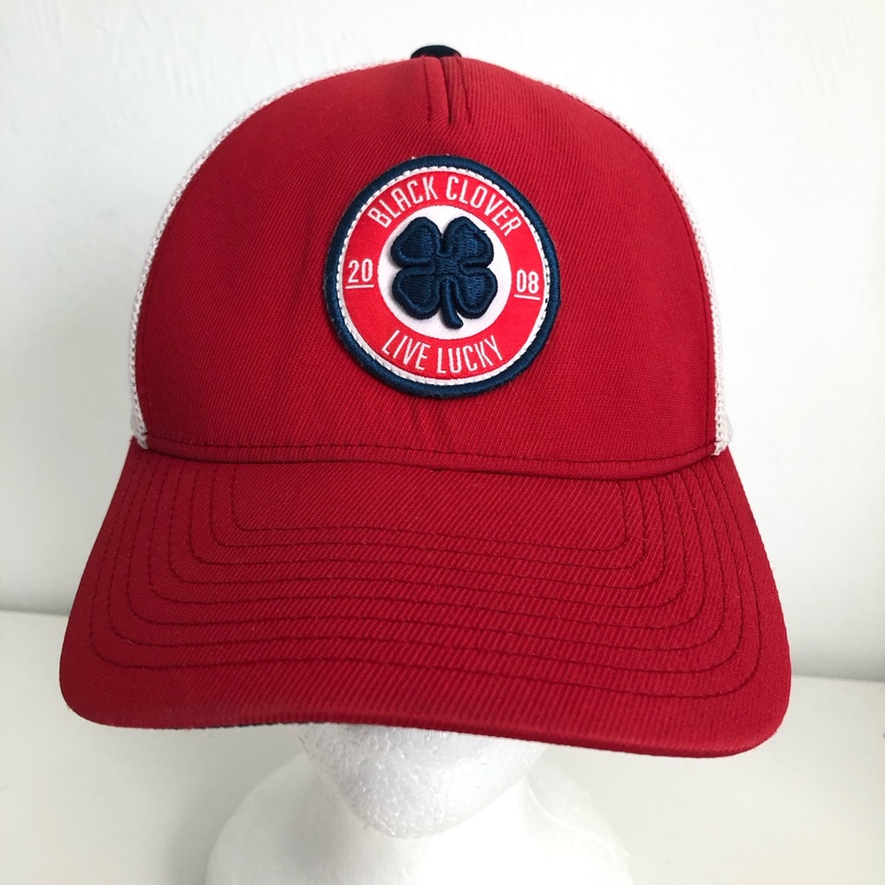 Black Clover Live Lucky Red and White Embroidered Patch Trucker Hat
